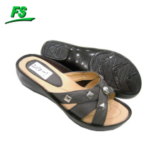 Fashion PU ladies slipper with Rubber sole